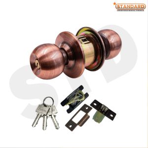 Standard Brass Doorknob Standard Heavy-Duty Lockset for Wooden Interior Doors BestSelling w/ 3 Keys & Tubular Latch