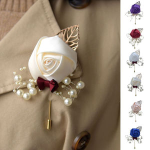 XINSU38 Party Romantic Bridal Imitation Pearls Groomsman Groom Bouquet Corsage Boutonniere Brooch Pin