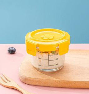 Tempat Wadah Penyimpanan Makanan Mpasi Kaca Kotak Makan Baby Bayi Anak Glass Food Container Kedap Udara Air Kulkas Oven Bentuk Bulat Persegi Segi