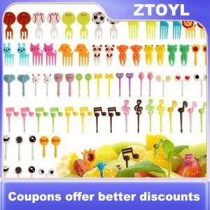 【ZTOYL】 Animal Fruit Fork Food Grade Plastic Mini Cartoon Kids Cake Fruit Toothpick Bento Lunch Bento Accessories Party Decoration Gift