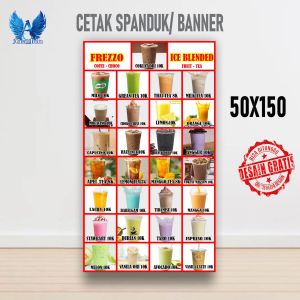 Cetak Spanduk Cetak Banner ANEKA MINUMAN DAFTAR HARGA ukuran 80x150 Costom Desain