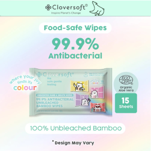 🩷 Cloversoft Antibacterial Wet wipes Bamboo Organic Anti bacterial Travel wet tissue wipes 15 / 40sheets