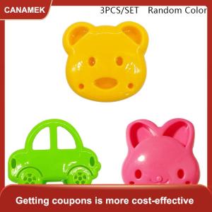 【CANAMEK】 1 3 cái bánh sandwich Cutter Mini phim hoạt hình thỏ gấu xe bánh mì dao Sandwich Cutter Sealer cho trẻ em Bento trưa Nướng khuôn