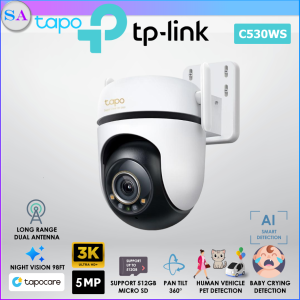 TP-Link Tapo C530WS 3K 5MP CCTV Pan Tilt AI Outdoor Home WiFi Network Security Camera with Night Vision