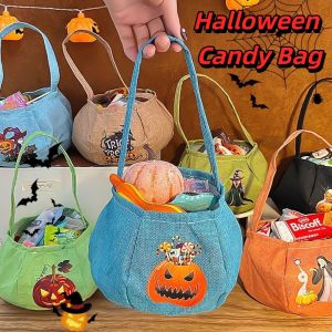 COPOTIYA Funny Halloween Candy Bag Printing Storage Bucket Pumpkin Handbag Portable Nylon Trick or Treat Bag Party Supplies
