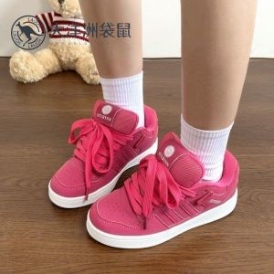 IELGY 2025 New Year Campus Burgundy Bread Shoes Womens Versatile Casual Sneakers