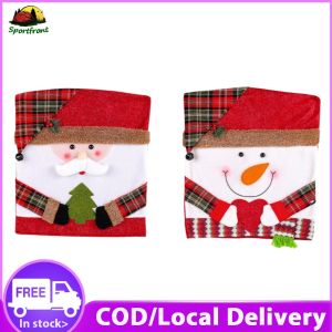 Christmas Home Décor Chair Covers Santa Snowman 2 Pack for Holiday Celebration
