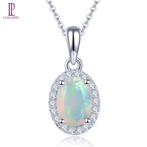 Lohaspie Jewelry Genuine Solid Sterling Silver 925 Pendant Original Natural Opal Pendant Genuine Opal Stone Original Opal Birthstone Pendant For Women Silver 925 Jewelry