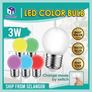 Lampu Raya LED Color Bulb 3W LED Bulb Ping Pong Lampu Mentol RGB COLOUR Auto Changing Colour few modes to change