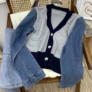 B3982 Mina Jeans Sleeve Oversize Cardigan