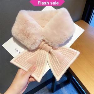 SHENHAO2🎀 Mùa đông ấm áp màu rắn mùa đông cổ ấm hơn dày giả lông thỏ sang trọng Khăn Cổ ấm hơn cổ áo chéo khăn thời tiết lạnh