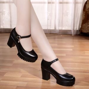 ZAZA office shoes for Women Platform High Heels Shoes Round Toe Korean Dance Shoes Casual Comfort Pumps Shoes 2022 New