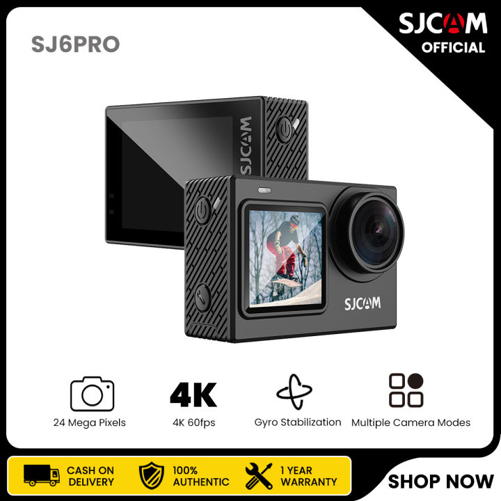 SJCAM SJ6Pro 4K60fps 24MP Dual Screen Action Camera with WiFi, 6-aixs Image  Stabilization,170° FOV 8X Zoom, Underwater 40m Waterproof Camera Support  External MIC