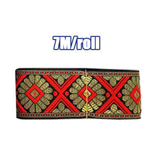 7M * 5CM Ethnic Embroidery Ribbon Geometric Quadrilateral Flower Pattern Ribbon for Curtain DIY