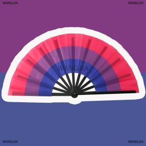 [COD] WANGJIA พัดลมพับได้สำหรับเกย์เลสเบี้ยนสีรุ้งพับได้พัดลมมือถือขนาดใหญ่พัดลมไม้ไผ่พับได้สำหรับผู้ชาย ผู้หญิงแต่งงานเต้นรำ