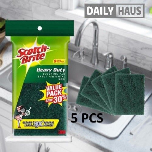 3M Scotch Brite Heavy Duty Scouring Pad (5 Pieces/Pack) Lazada
