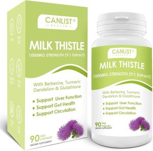 CANLIST Milk Thistle Capsules 1000mg Potent 9:1 Extract Liver Health Support Detox & Cleanse Antioxidant & Gut Health