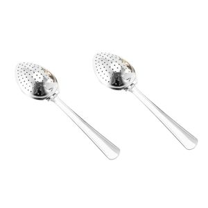 TAMARAH 2 Piece Stainless Steel Tea Filter Spoon Rustproof Clamp Design Tea Brewing Tool Kitchen Gadgets Long Handle Tea Infuser Sieve Marinade Ingredients
