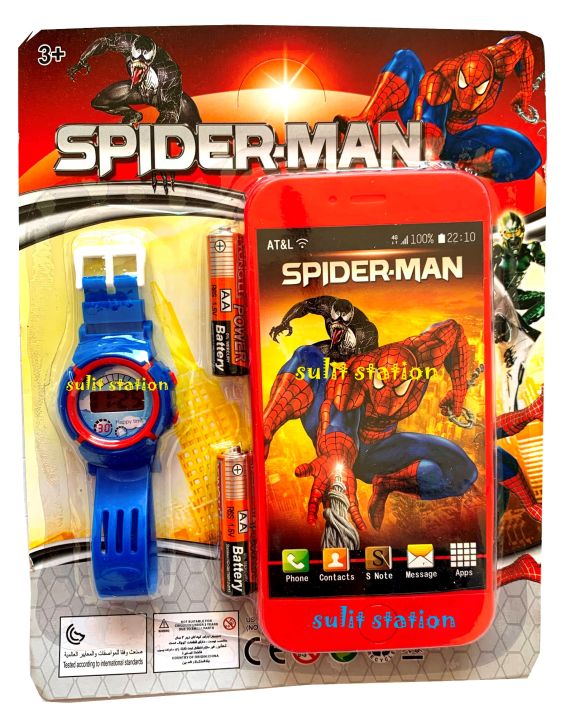 Wrist Cell Phone Watches For Kids 2in1 SUPER HERO SPIDER Web MAN WRIST FASHION KIDS DIGITAL TOY