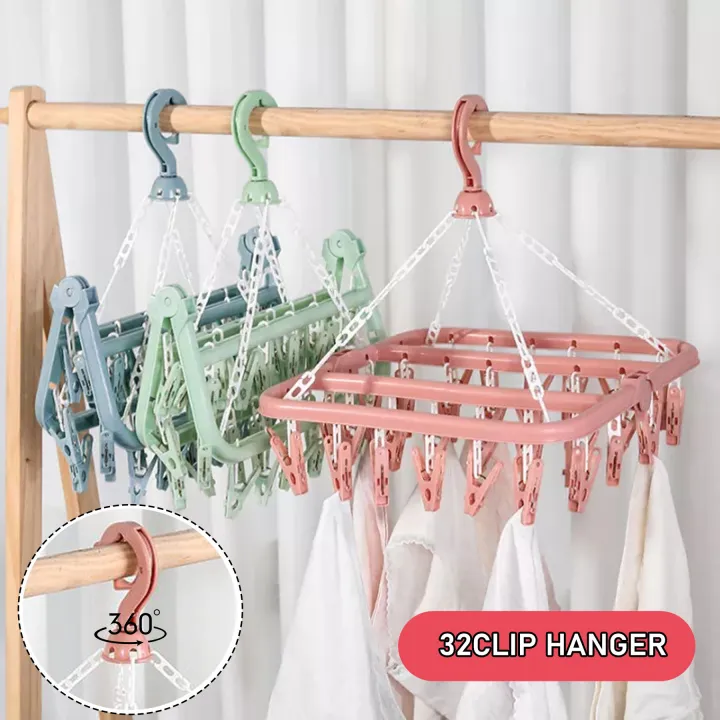 32 Pcs Clips Clothes Socks Drying Rack Clips Hanger For Socks And