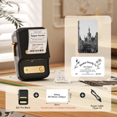 NIIMBOT B21Pro Photo Label Printer 300dpi HD Smart Bluetooth Home Thermal Label Maker Red Black Supermarket Picture Journal Barcode Label Machine