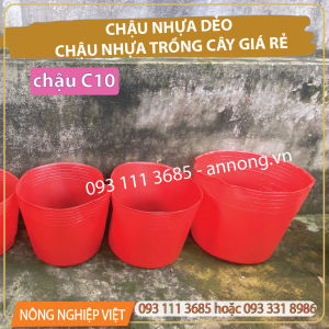 Chậu nhựa đen/đỏ C10 - Chậu Trồng Vạn Thọ 2 Gốc 3 Gốc Chậu nhựa trồng cây Chậu mũ đen