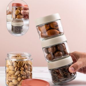 250ML Food Grade Sealed Fully Enclosed Glass Storage Jars Moisture-proof Storage Jar Seasoning Jar Kitchen Refrigerator Noodle Box Multigrain Storage Tank Sealed Cans Canister Stash Jars