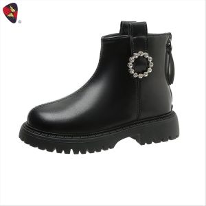 Katerina Fashion Korean Ankle Boots Shoes With Zipper Back For Kids Women Embellished Flat Heel #1912