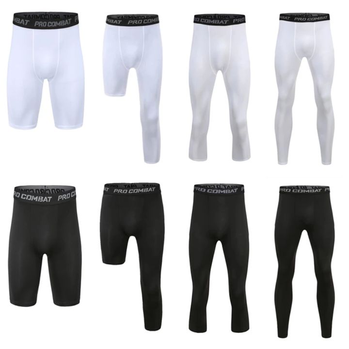 Men's Sports Tight Pants Cycling Compression Running Cropped One Leg  Leggings Basketball Football Cycling Fitness Trouser
