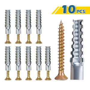 10 PCS Steel Expansion Tube Pipe with Self-Tapping Screws Metal Wall Anchor Bolts thicken Expansion Screw