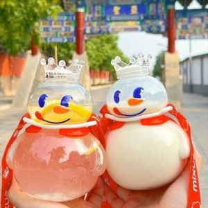 Cute MIXUE Water Bottle Snow King Summer Portable Large Capacity Kettle Plastic Drinking Straw Cup Outdoor Sports Ins