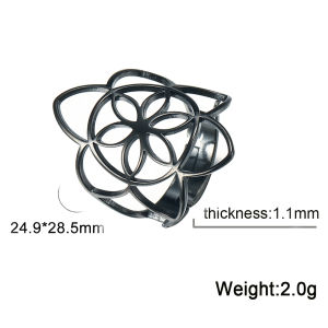 SKYRIM Womens Titanium Stainless Steel Ring Hollow Six Petal Flower Opening Adjustable Ring Couple Jewelry for friends