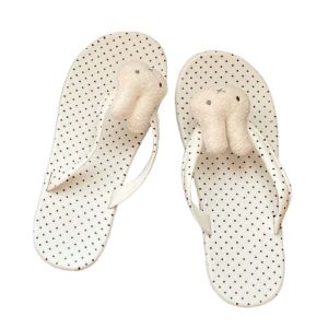 XINSU38 Cartoon Beachwear Flip Flops Round Dots Anti Slip Bunny Bear Flip Flops All Match Clip Toe Outer Wear Slippers Women