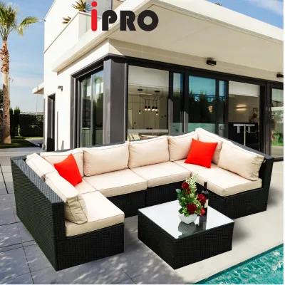 IPRO Rattan Sofa Balcony Garden Outdoor Table and Chair Set Outdoor Sofa Rotan Set Meja Kerusi Rotan Taman Moden