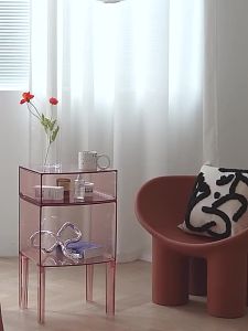 CraftedLiving SG-Minimalism Nordic Bedside Storage Cabinet Ins Transparent Sofa Side able Acrylic Table Rack
