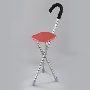 【Fast delivery】2 in 1 Folding Aluminum Tripod Cane Hiking Chair Portable Walking Stick With Seat Adjustable Height Tungkod with Chair Cane for Senior Cane Foldable Portable Lightweight Walking Elderly Folding Cane Chair Folding Walking Height Cane