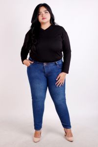 Celana Jeans Wanita Dewasa Terbaru Jumbo JSK 9102 Skinny Pensil Melar Karet BB Hingga 120kg