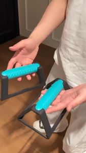 Push Up Bars Grip Stands Pair Non Slip Floor Workout Home Exercise Blue