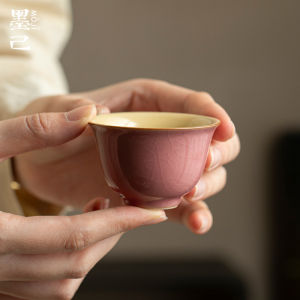 墨己粉色汝窑陶瓷品茗杯功夫茶具家用茶杯单杯小号喝茶客杯杯子
