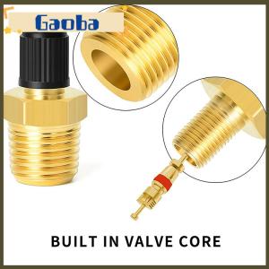 gaoba 2Pcs Brass Air Inflator Adapter W Valve Stem Inside 1 4 NPT (M) To Standard Schrader Valve (M) Tire Inflator Connector