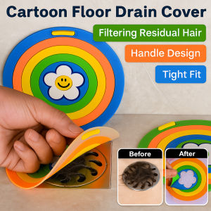 🌟 Soft Silicone Toilet Seat Cushion / Drain Cover / Tight Seal Odor-Proof Seat Ring / Cartoon Design / Wall Mounted Handle / Lock Water Fit - Filter Odor-Proof Integrated Cartoon Drain Cover