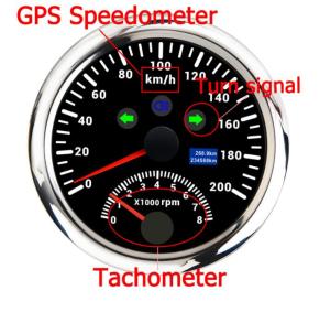 Đồng Hồ Tốc Độ 2 Trong 1 Với Tốc Độ Kế Đồng Hồ Đo Tốc Độ 85Mm 200 Km/h G-P-S Đồng Hồ Đo Tốc Độ Với Tốc Độ 8000 Vòng/phút Với Đèn Nền Màu Đỏ Cho Xe Hơi Thuyền Xe Tải ATV 9-32V