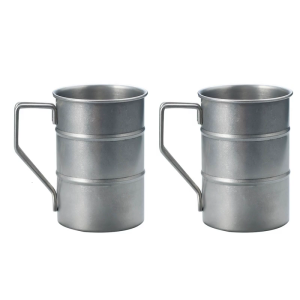 Warm Traditional Coffee Cup Pair 16.9oz Untarnished Outdoor Cups for Camping and Home Use