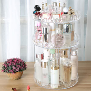 360° rotation Acrylic Makeup Organizer Crystal Clear DIY installation Cosmetic Storage Box Living Home Organisation