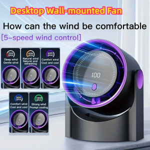Desktop Wall-mounted Fan Smart Electric Fan 100 Speed Usb Multifunction Bladeless Fan Desktop Silent Wall Mounted Ventilator Fans For Home Office Indoor 360 Air Supply Portable fan Timerable