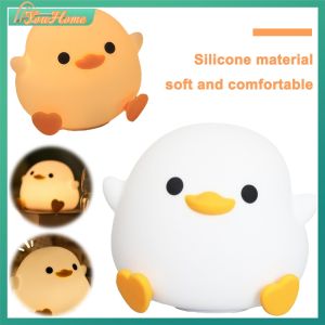 Kids Night Light Silicone Duck Shape Eye Caring Soft Glow Bedroom Decor