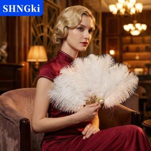 SHNGki Đà Điểu Fan Stylish Lolita Tòa Vòng Tay Fan Phụ Kiện Thời Trang Cho Phụ Nữ Lễ Kỷ Niệm Trang Trí Nội Thất