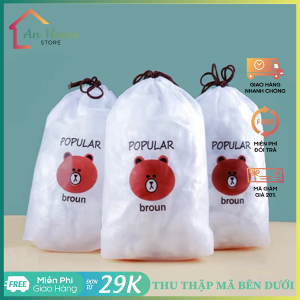 Túi 100 Màng Bọc Thực Phẩm Co Giãn Túi Gấu Bọc Thực Phẩm Đa Năng ANHOME