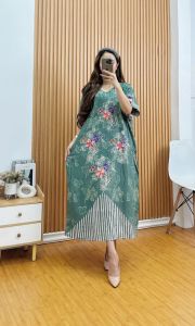 Dress Daster batik rayon motif encim LD 115 prosion series premium quality Busui Friendly !!!