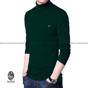 Baju rajut pria kerah tinggi turtleneck lengan panjang polos sweater turtle neck rajutan katun bukan kaos rib tebal nyaman terbaru